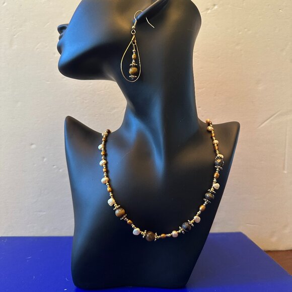 Freshwater Pearls & Tiger's Eye Set - Picture 1 of 1